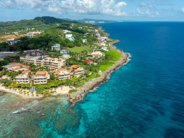Caribbean island with turquoise water