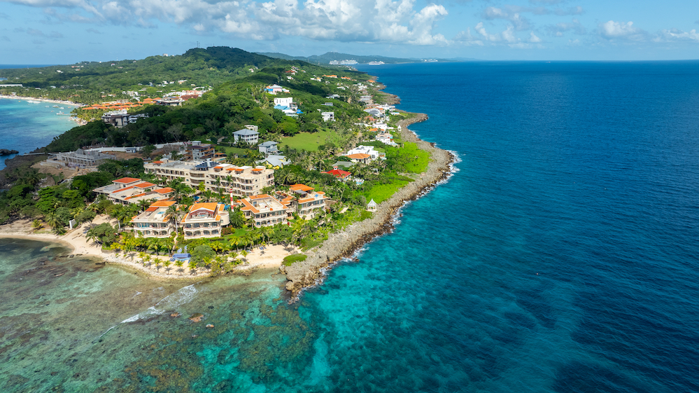 Caribbean island with turquoise water